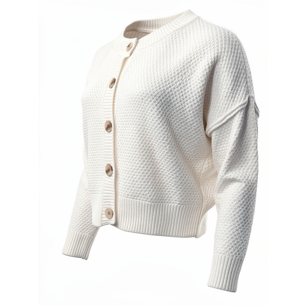 Sincerely Jules Women's Cardigan S Cream Crop Eclectic Grandpa‎ Neutral Capsule